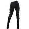 Leggings gothiques de couleur unie, leggings skinny à lacets avec boucle et œillets - Noir XXL | US 12