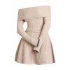 Winter Outfit Cable Knit Off the Shoulder Dress and Earrings Boots Set - café lumière S | US 4