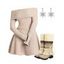 Winter Outfit Cable Knit Off the Shoulder Dress and Earrings Boots Set - café lumière S | US 4