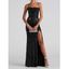 Robe de soirée à paillettes brillantes, robe longue fendue croisée dans le dos - Noir S | US 4