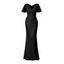 Robe de soirée brillante de couleur unie, robe fendue à manches évasées et surplis - Champagne XXL | US 12