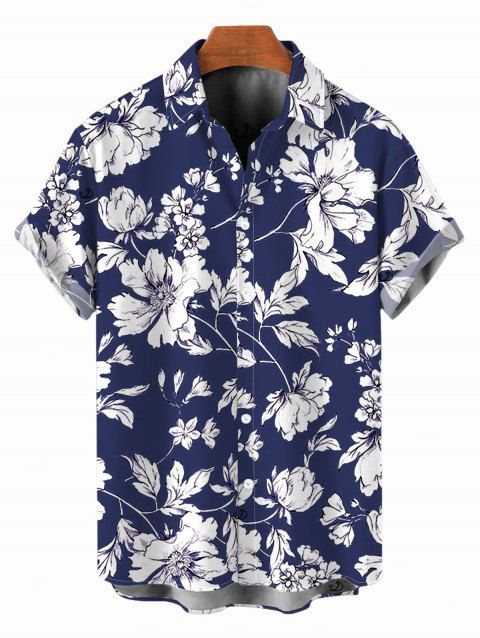 Chemise de vacances pour homme, chemise boutonnée à imprimé floral
