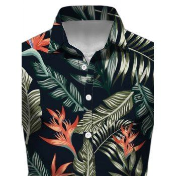 Men's Vacation Shirt for Beach Floral Leaf Print Long Sleeve Shirt