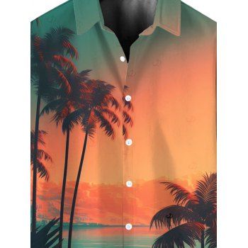 Men's Vacation Shirt Ombre Coconut Tree Sunset Print Beach Shirt