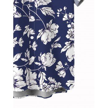 Vacation Couple Outfit Allover Floral Print Slit Dress and Shirt Set