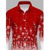Men's Christmas Shirt Ombre Snowflake Print Button Up Shirt - RED 2XL