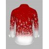 Men's Christmas Shirt Ombre Snowflake Print Button Up Shirt - RED 2XL