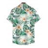 Beach Vacation Couple Outfit Hibiscus Floral Leaf Print Slit Dress and Shirt Set - Vert S | US 4