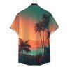 Chemise de vacances pour homme, imprimé coucher de soleil et cocotier ombré, chemise de plage - multicolor 5XL