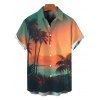 Chemise de vacances pour homme, imprimé coucher de soleil et cocotier ombré, chemise de plage - multicolor 5XL