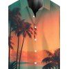 Chemise de vacances pour homme, imprimé coucher de soleil et cocotier ombré, chemise de plage - multicolor 5XL
