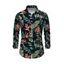 Chemise de vacances pour homme à manches longues et imprimé floral et feuilles pour la plage - Noir 5XL