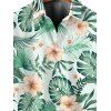 Chemise de vacances pour homme pour la plage, chemise boutonnée à imprimé floral et feuilles d'hibiscus - Vert 5XL