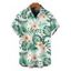 Chemise de vacances pour homme pour la plage, chemise boutonnée à imprimé floral et feuilles d'hibiscus - Vert 5XL
