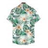Chemise de vacances pour homme pour la plage, chemise boutonnée à imprimé floral et feuilles d'hibiscus - Vert 5XL