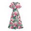 Robe de vacances à imprimé floral et feuilles d'hibiscus, col en V, fente - Rose clair XXL | US 14