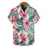Chemise de vacances pour homme, chemise boutonnée à imprimé floral et feuilles d'hibiscus - Rose clair 5XL
