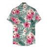 Chemise de vacances pour homme, chemise boutonnée à imprimé floral et feuilles d'hibiscus - Rose clair 5XL