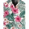 Chemise de vacances pour homme, chemise boutonnée à imprimé floral et feuilles d'hibiscus - Rose clair 5XL