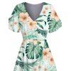 Robe de vacances à la plage Robe fendue à imprimé floral et feuilles d'hibiscus - Vert XXL | US 14