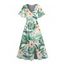 Robe de vacances à la plage Robe fendue à imprimé floral et feuilles d'hibiscus - Vert XXL | US 14