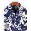 Chemise de vacances pour homme, chemise boutonnée à imprimé floral - Bleu Marine 5XL