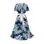 Robe de vacances mi-longue à imprimé floral et feuilles - Bleu de Minuit XXL | US 14