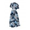 Robe de vacances mi-longue à imprimé floral et feuilles - Bleu de Minuit XXL | US 14