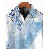 Chemise de vacances pour homme, boutonnée, imprimé floral et feuilles colorblock - Bleu clair 5XL