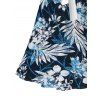 Robe de vacances mi-longue à imprimé floral et feuilles - Bleu de Minuit XXL | US 14