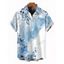 Chemise de vacances pour homme, boutonnée, imprimé floral et feuilles colorblock - Bleu clair 5XL