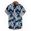 Chemise de vacances pour homme, chemise boutonnée à imprimé floral et feuilles - Bleu de Minuit 5XL