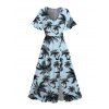 Robe de vacances pour la plage, imprimé cocotiers et oiseaux, col en V, robe limoneuse - Bleu clair XXL | US 14