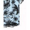 Chemise de vacances pour homme pour la plage, chemise boutonnée à imprimé cocotier et oiseaux - Bleu clair 5XL
