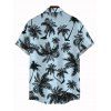 Chemise de vacances pour homme pour la plage, chemise boutonnée à imprimé cocotier et oiseaux - Bleu clair 5XL