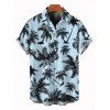 Chemise de vacances pour homme pour la plage, chemise boutonnée à imprimé cocotier et oiseaux - Bleu clair 5XL