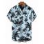 Chemise de vacances pour homme pour la plage, chemise boutonnée à imprimé cocotier et oiseaux - Bleu clair 5XL