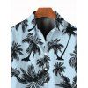 Chemise de vacances pour homme pour la plage, chemise boutonnée à imprimé cocotier et oiseaux - Bleu clair 5XL