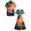 Vacation Couple Outfit Coconut Tree Print Slit Dress and Shirt Set - multicolor S | US 4
