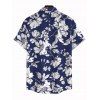 Vacation Couple Outfit Allover Floral Print Slit Dress and Shirt Set - Bleu Marine S | US 4