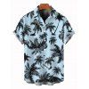 Vacation Couple Outfit Coconut Tree Bird Print Silt Dress and Shirt Set - Bleu clair S | US 4