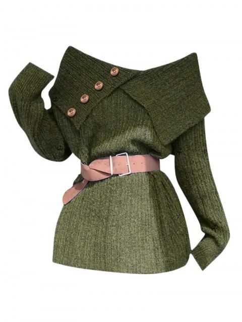 Haut de couleur unie à faux boutons et revers abstrait