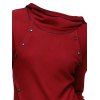 T-shirt à capuche de couleur unie avec faux boutons et t-shirt à capuche asymétrique - Rouge Vineux XXL | US 14