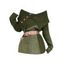 Haut de couleur unie à faux boutons et revers abstrait - PLANT GREEN XXL | US 14