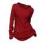 T-shirt à capuche de couleur unie avec faux boutons et t-shirt à capuche asymétrique - Rouge Vineux XXL | US 14