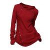 Women Outfit Solid Color Mock Button Hoodie T Shirt and Leggings Set - Rouge S | US 4