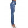 Jean skinny avec braguette boutonnée et poche, taille haute, pantalon long en denim - Bleu clair L | US 8