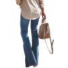 Jean évasé avec braguette zippée et poche, taille haute, pantalon long en denim - Bleu Toile de Jean S | US 4