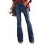 Jean évasé avec braguette zippée et poche, taille haute, pantalon long en denim - Noir L | US 8