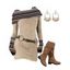 Winter Outfit Ethnic Print Skew Neck O Ring Knitted Dress and Earrings Boots Set - café lumière S | US 4
